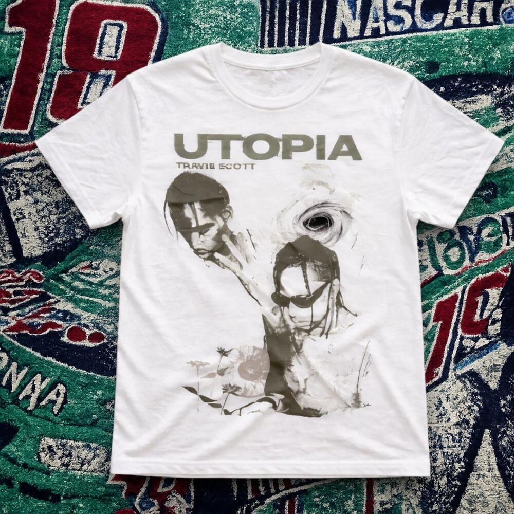 White Travis Scott Utopia Graphic Tee Rap Streetwear Unisex